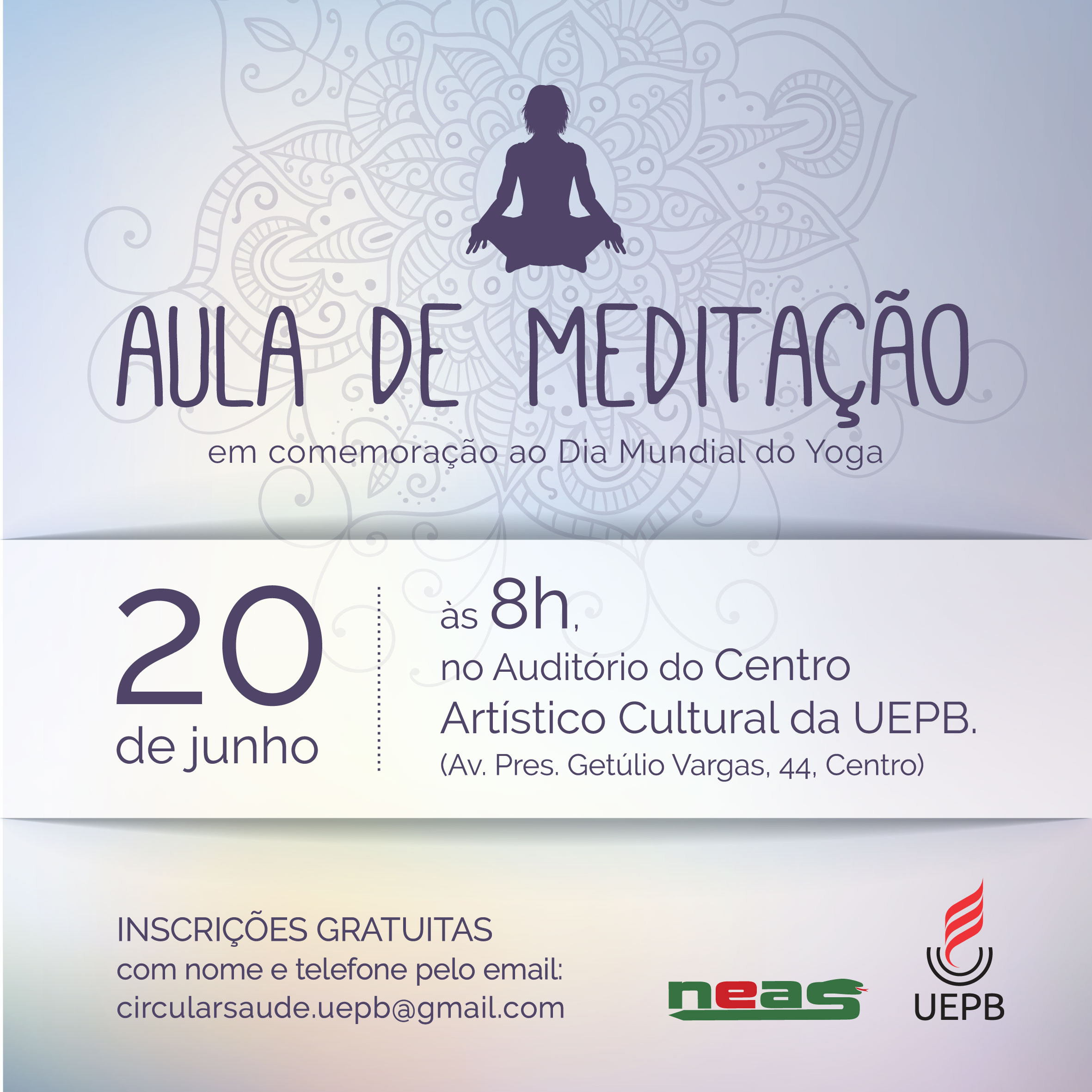 Aula de meditação oferecida pelo NEAS